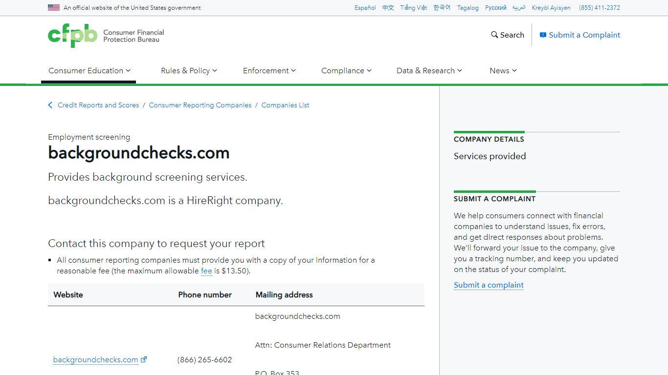 backgroundchecks.com | Consumer Financial Protection Bureau